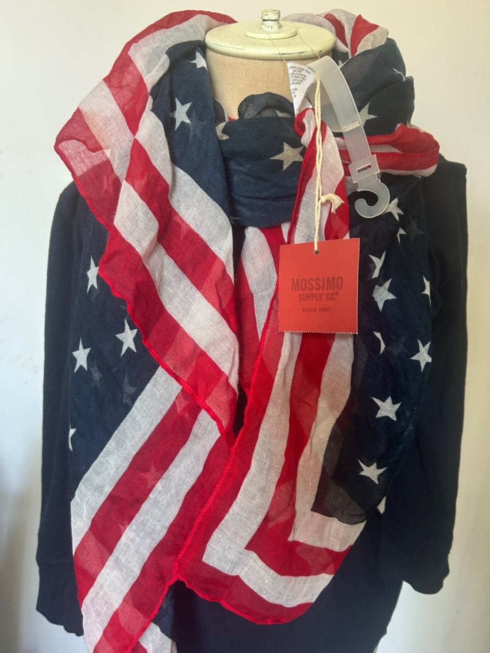 Mossimo Supply‎ Co. Red White Navy Star & Stripe Scarf